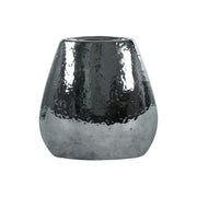 Elliptical Hammered Pattern Bellied Vase, Silver