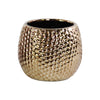 Honeycomb Pattern Ceramic Vase In Round Shape, Bronze