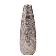 Oval Shape Ceramic Vase With Pimpled Pattern, Large, Silver