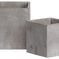 Cement Square Pot In Concrete Finish, Set of 2, Gray
