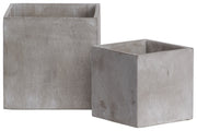 Cement Square Pot In Concrete Finish, Set of 2, Gray