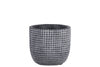 Cement Engraved Square Lattice Design Pot With Tapered Bottom, Small, Dark Gray