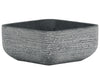 Cement Broomed Finish Low Square Pot With Tapered Bottom, Dark Gray