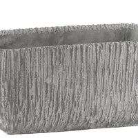 Cement Broomed Finish Rectangular Pot With Tapered Bottom, Light Gray