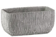 Cement Broomed Finish Rectangular Pot With Tapered Bottom, Light Gray