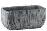 Cement Broomed Finish Rectangular Pot With Tapered Bottom, Gray