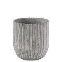 Cement Round Pot With Tapered Bottom In Broomed Finish, Small, Light Gray