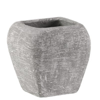Cement Square Pot With Recessed Lip And Tapered Bottom, Small, Light Gray