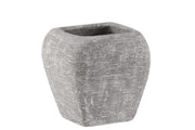 Cement Square Pot With Recessed Lip And Tapered Bottom, Small, Light Gray