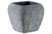 Cement Square Pot With Recessed Lip And Tapered Bottom, Large, Gray