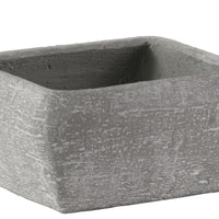 Cement Recessed Lip Low Square Pot With Tapered Bottom, Large, Light Gray