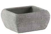 Cement Recessed Lip Low Square Pot With Tapered Bottom, Large, Light Gray