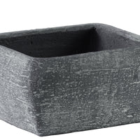 Cement Recessed Lip Low Square Pot With Tapered Bottom, Large, Gray
