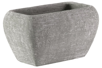 Cement Recessed Lip Rectangular Pot With Tapered Bottom, Large, Light Gray