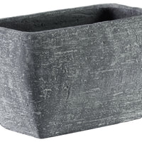 Cement Recessed Lip Rectangular Pot With Tapered Bottom, Large, Gray