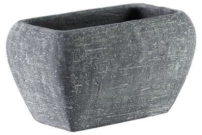 Cement Recessed Lip Rectangular Pot With Tapered Bottom, Large, Gray