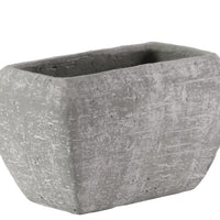Cement Recessed Lip Rectangular Pot With Tapered Bottom, Small, Light Gray