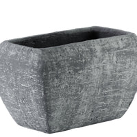 Cement Recessed Lip Rectangular Pot With Tapered Bottom, Small, Gray