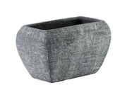 Cement Recessed Lip Rectangular Pot With Tapered Bottom, Small, Gray