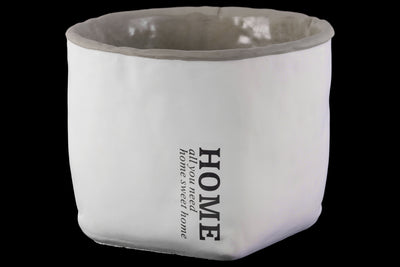 Cement Low Round Tapered Bottom Flower Pot In Rough Concrete Finish, Gray