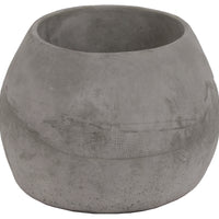 Cemented Bellied Flower Pot, Tall, Gray
