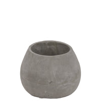 Cemented Bellied Flower Pot, Short, Gray