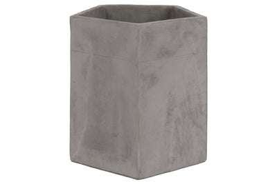 Pentagonal Shape Cemented Flower Pot, Gray