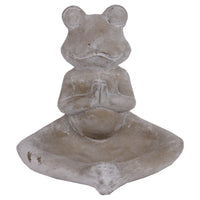 Meditating Frog Figurine In Namaskara Position with Candle Holder, Gray