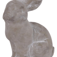 Cement Sitting Rabbit Figurine In Concrete Finish, Gray