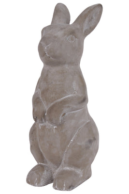 Sitting Upright Rabbit Figurine With Concrete Finish, Gray