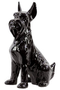 Sitting Scottish Terrier Dog Figurine In Ceramic, Glossy Black