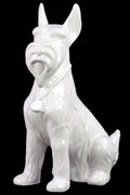 Sitting Scottish Terrier Dog Figurine In Ceramic, White