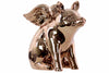 Winged Pig Sitting Figurine In Ceramic, Chrome Gold