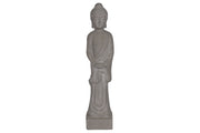 Ceramic Standing Buddha Figurine on Base, Washed Gray
