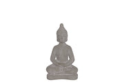 Ceramic Meditating Buddha Figurine With Rounded Ushnisha, Small, Gray