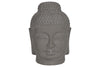 Ceramic Buddha Head Figurine With Rounded Ushnisha, Gray