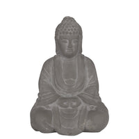 Ceramic Meditating Buddha Figurine With Rounded Ushnisha, Gray