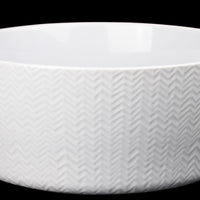 Ceramic Wave Design Round Bowl Coated In White Finish
