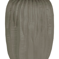 Ceramic Short Neck Round Patterned Vase With Wave Design, Large, Gray