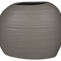 Ceramic Short Irregular Vase With Combed Design, Gray