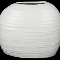 Ceramic Tall Irregular Vase With Combed Design, White