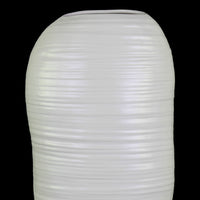 Ceramic Tall Irregular Vase With Combed Design, Small, White