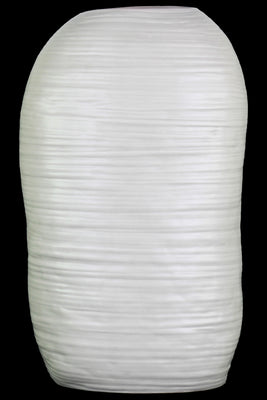 Ceramic Tall Irregular Vase With Combed Design, Large, White