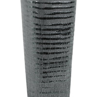 Ceramic Tall Tapered Bottom Ribbed Design Vase, Distressed Silver Finish