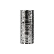 Cylindrical Ceramic Vase With Ribbed Pattern, Large, Silver