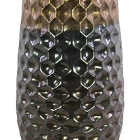 Round Vase With Embossed Diamond Design Body, Large, Dark Gray