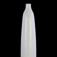 Ceramic Bottle Vase With Narrow Opening And Cream Banded Rim Bottom, White