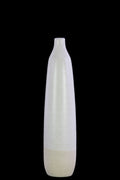 Ceramic Bottle Vase With Narrow Opening And Cream Banded Rim Bottom, White