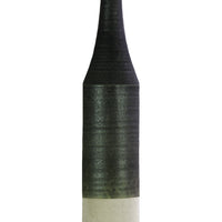 Long Neck Bottle Vase With Combed pattern In Ceramic, Black
