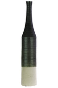 Long Neck Bottle Vase With Combed pattern In Ceramic, Black